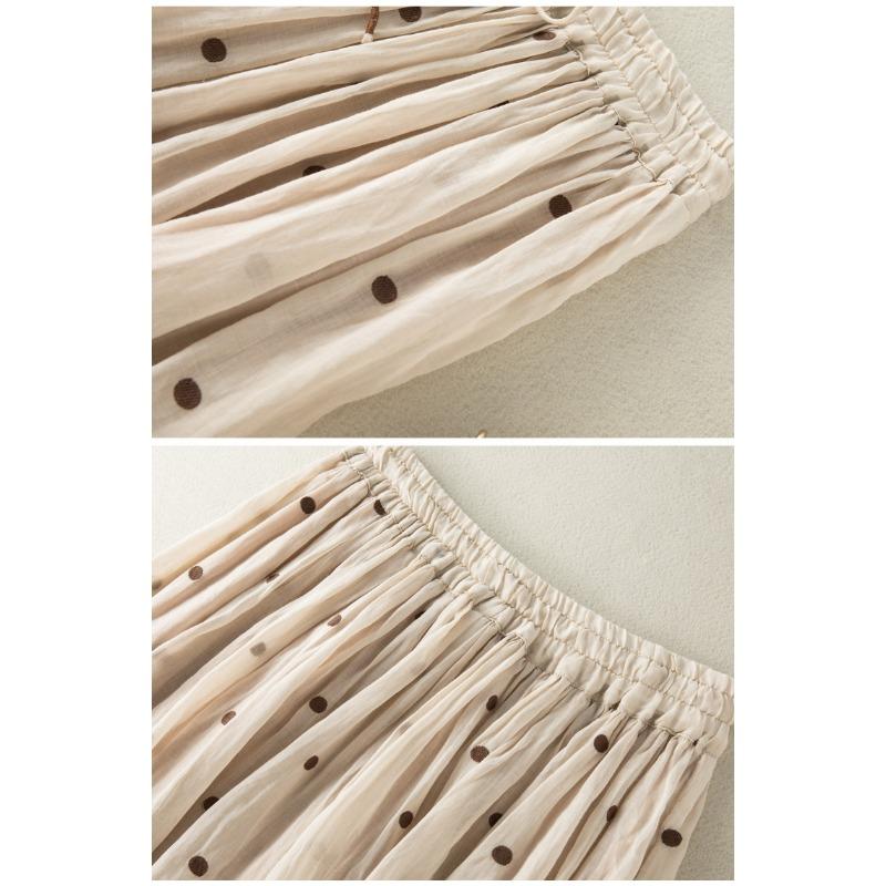 Skirt Woman Slim Pleated Skirt Retro Elastic Waist Plus Size Long Skirt Woman