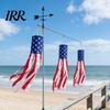 Wall Mounted Flag LED Patriotic Windsock, Red White Blue American Wind Sock with Fourth Of July Decoration 10 Streamers, 3 Lighting Modes, 4th