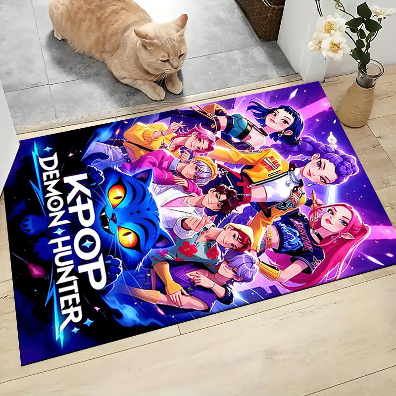 Kpop Demon Hunter Carpet Rug Soft Washable Antislip Home Living Room Sofa Mats Personalized Christmas Rug