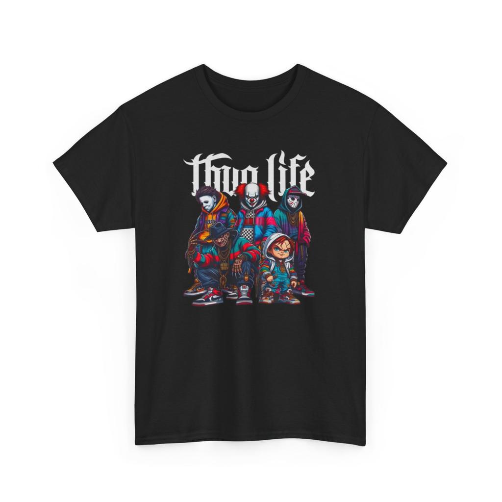 Thug Life Gangster Horror Icons Halloween T-Shirt | Retro Streetwear Tee