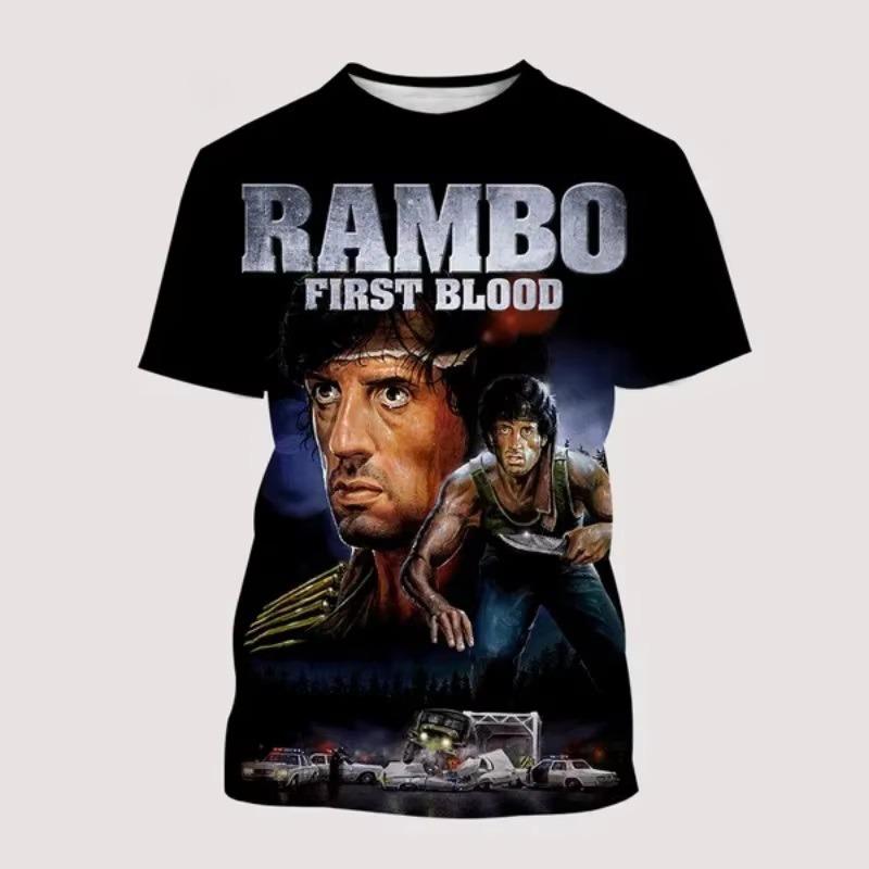 Rambo First Blood Movie 3D Print T-Shirts Men Women Casual Streetwear Oversized Short Sleeve T Shirt Male Tees Tops Man Clothing