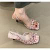 Elegant Design Summer Fashion Butterfly-knot Satin Women Slipper Slip On Ladies Sandal Thin High Heel Outdoor Dress Slides Shoes