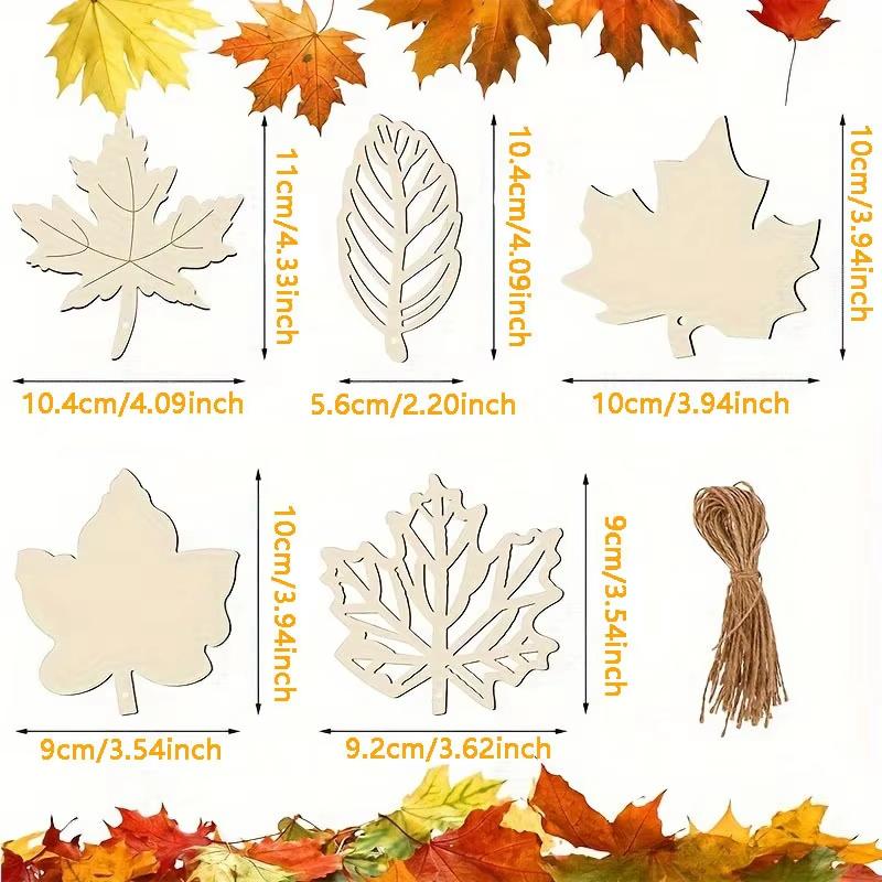 20PCS Hollow Out Leaf Piece Unfinished Wood Cutouts Maple Leaves Wooden Crafts Fall Leaves for Arts Crafts Decoration