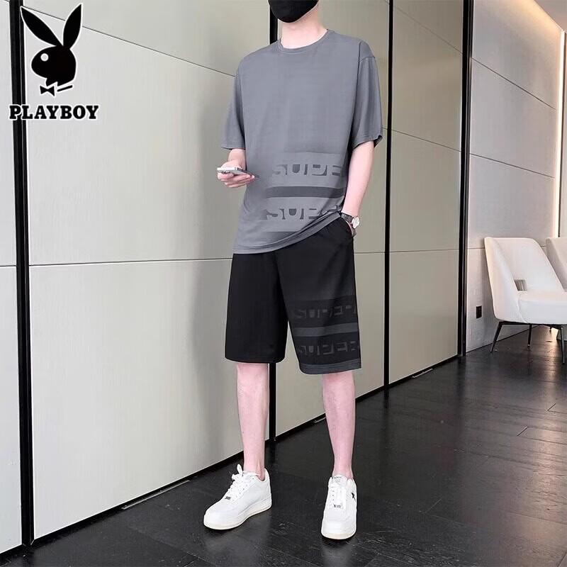 

PLAYBOY Men s Ice Silk Short Sleeve Sportswear Set M