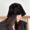 Plush Grainy Bucket Hat Women Winter Fashion Outdoor Warm Solid Color Fisherman Hat Elegant Wild Solid Color Hat