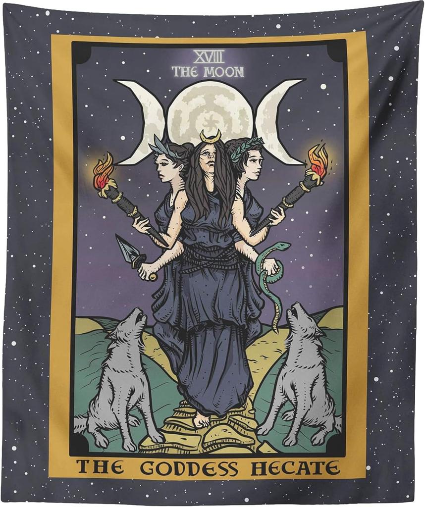Tarot Vintage Tapestry Witchcraft Goddess Pagan Witch Wall Hanging Astrology Room Bedroom Entryway Decorative Tapestry