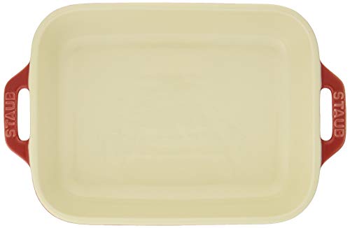 Staub "Cherry Rectangular Dish" 20 x 16 cm, Ceramic Gratin Dish, Oven and Microwave Safe [Official Japanese Product] Dish 40508-585