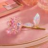 Exquisite Translucent Flower Colorful Rainbow Artificial Rose Flower, Faux Crystal Forever Preserved Transparent Pink Petals Eternal Gifts for Grandma