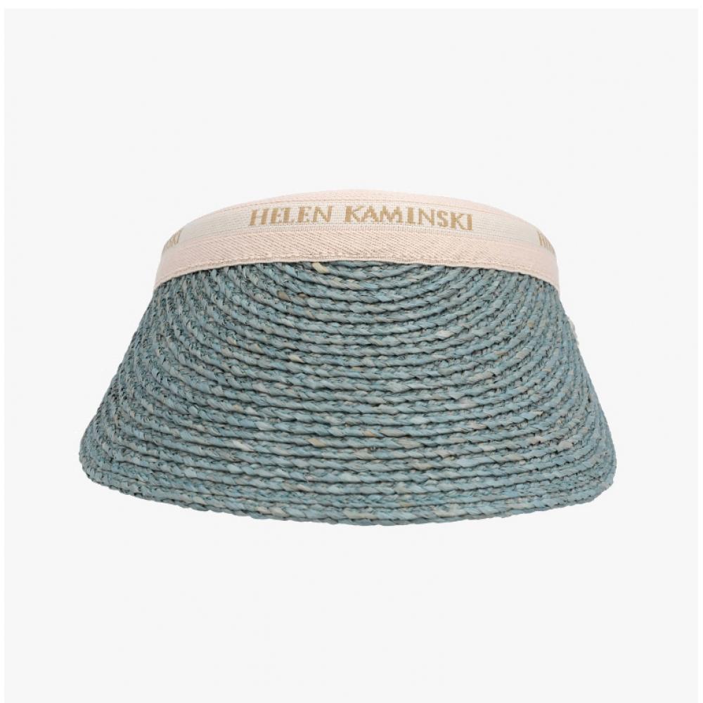 Helen Kaminski Bianca Sea Glass Natural Logo Visor Sun Cap Hat50265