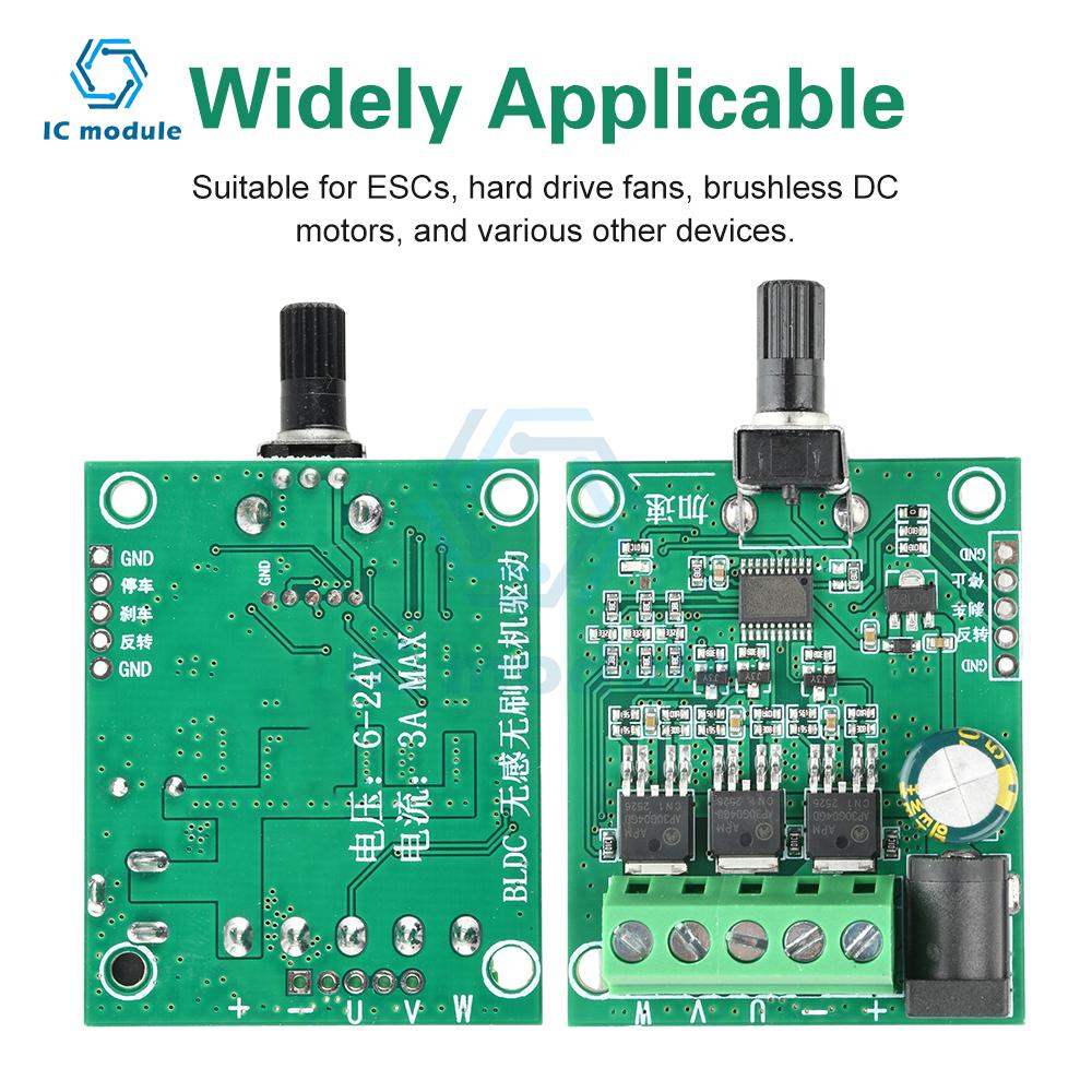 Dreiphasen-Bürstenloser DC-Motor-Treiberplatine DC 5-24V 75W ESC-Treiberplatine Geschwindigkeitsregelmodul für HDD-Lüfter Industrielle Kühlung