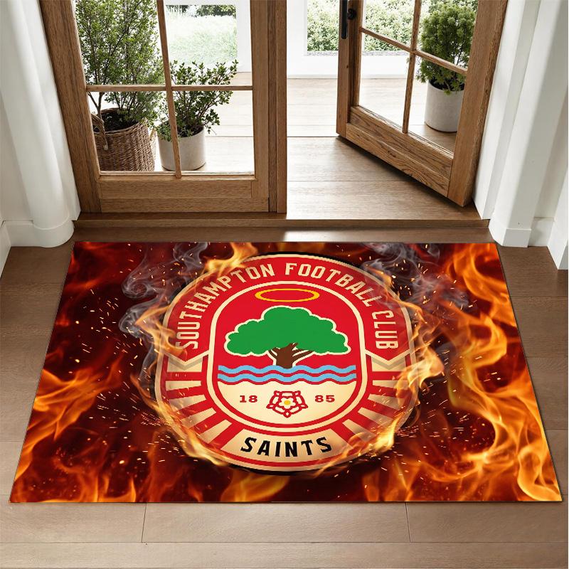 Southampton Football Design Crystal Velvet Rug Soft Decorative Mat for Bedroom Entrance