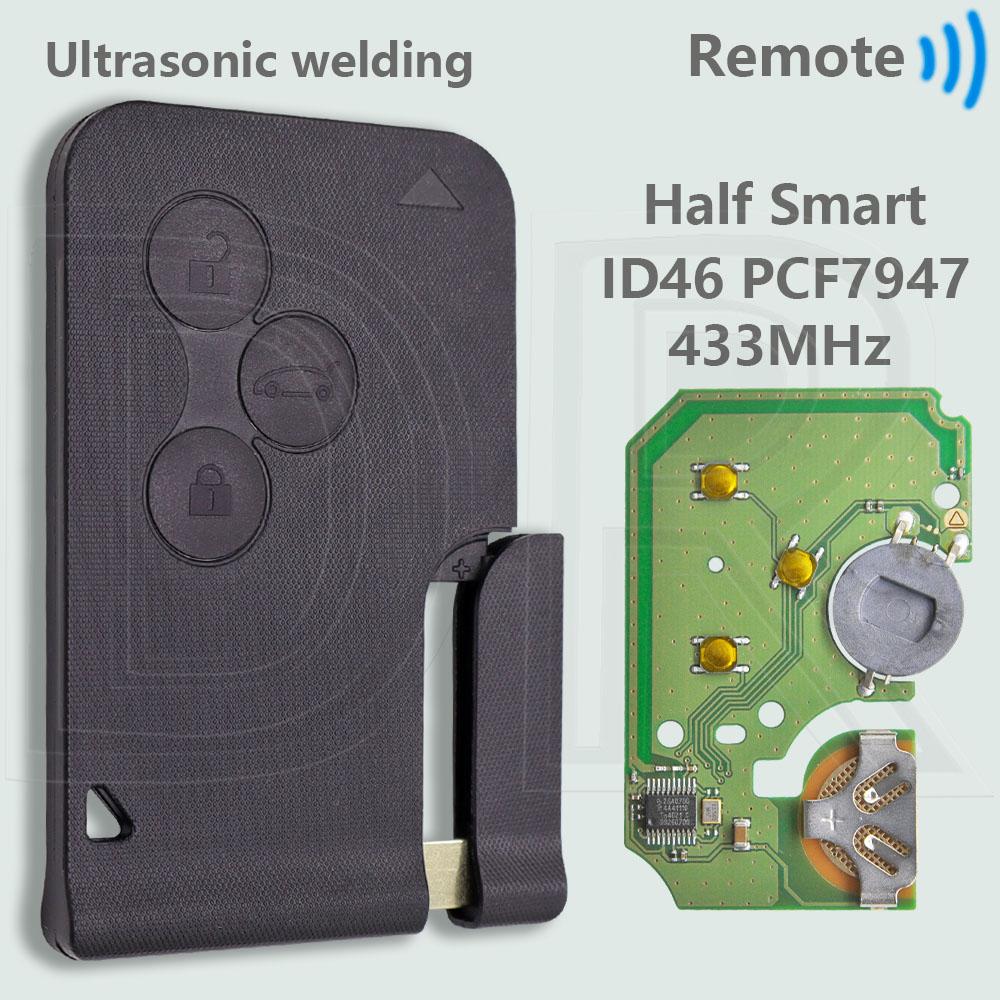 Chiave Telecomando Auto Intelligente di Ricambio DR ID46 Chip 433MHz Semi-Intelligente o Keyless Go per Renault Megane 2 Laguna 2 Grand Scenic 2 2003-2008