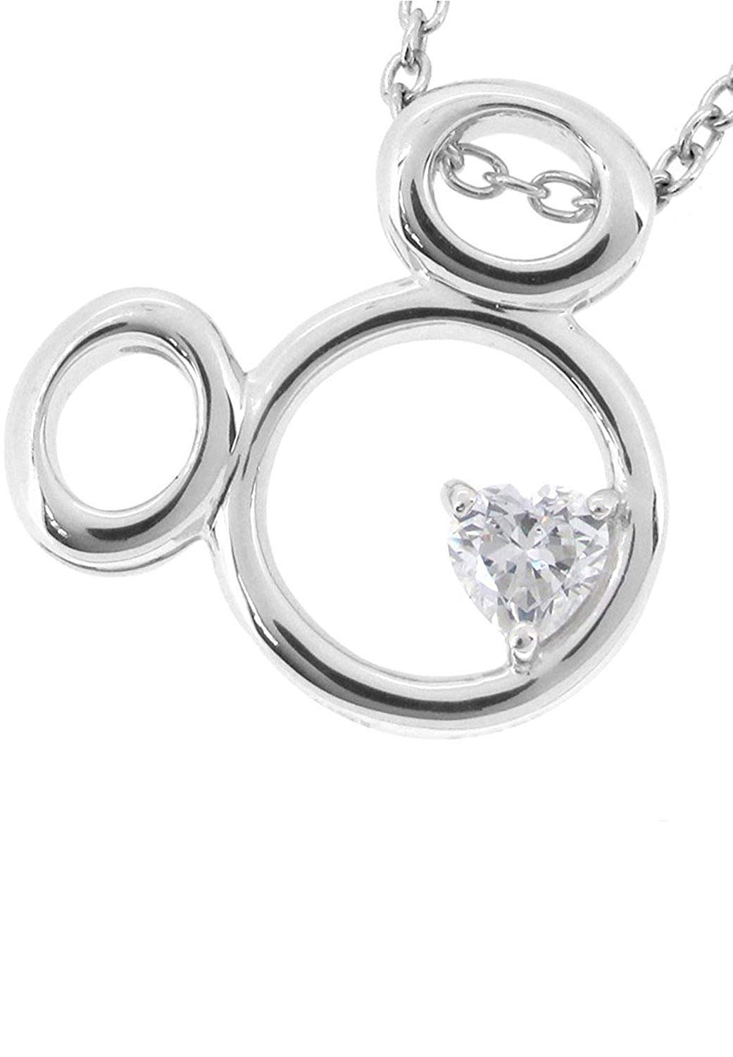

Special Edition Shiny Frame and CZ Heart Mickey Silver 925 Necklace for Women Official Jewelry [Disney]
