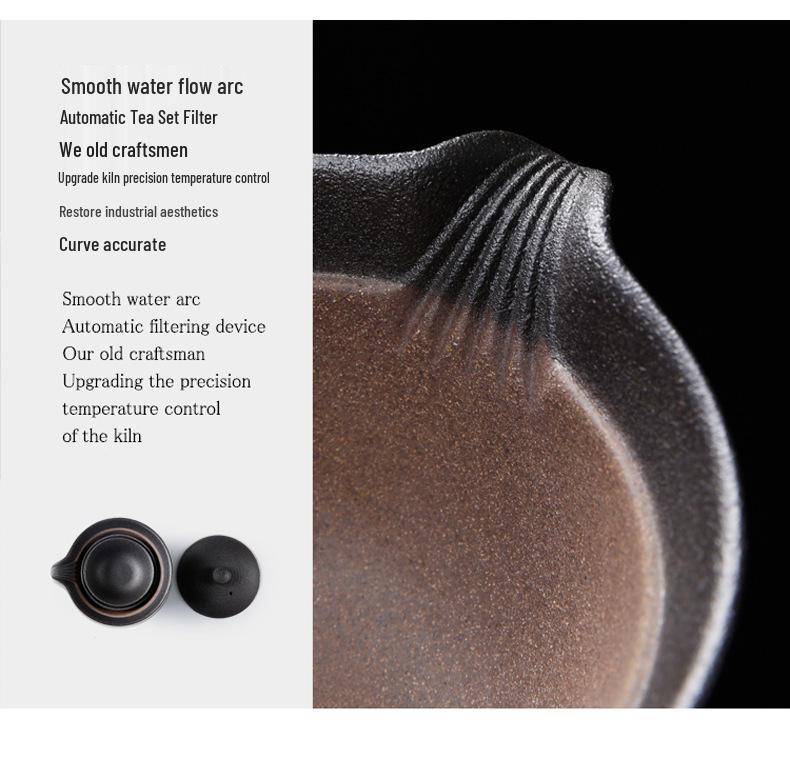 Portable Japanese Black Pottery Tea Set with One Teapot and Two Cups - Ideal for Travel or As a Souvenir Gift