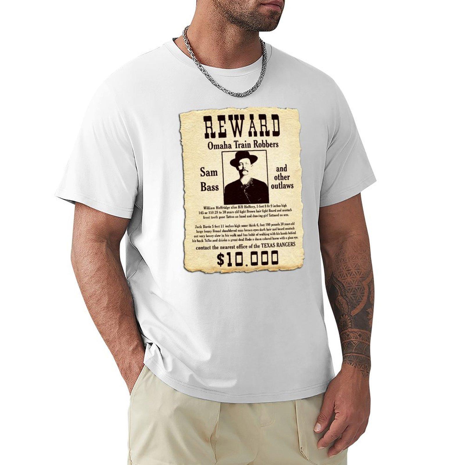 Sam Bass Gang Wanted Poster TShirt Louboutins graphic tee shirt mens graphic tshirts S