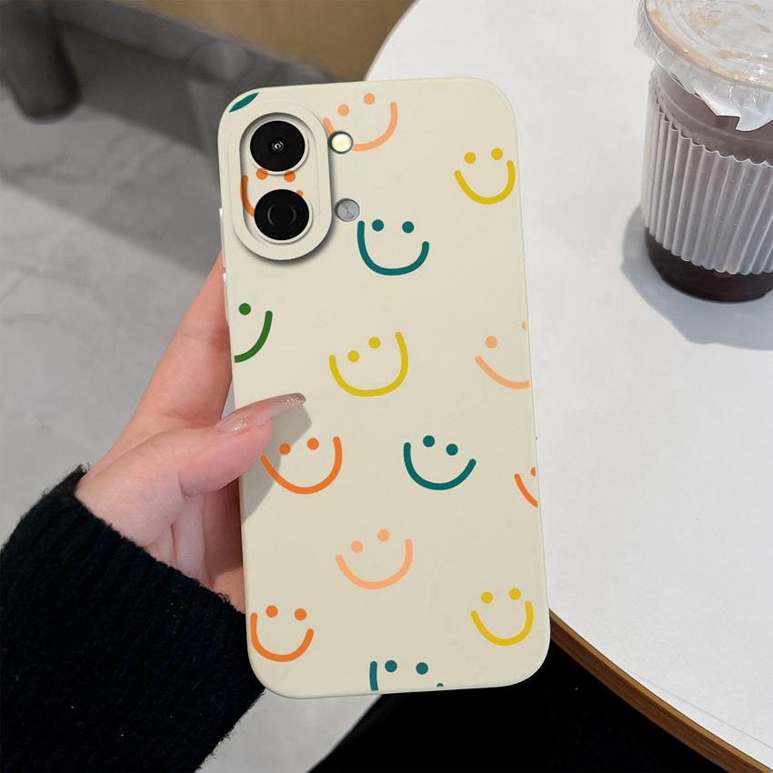 Cute Smiley Face Pattern Fashion Case For Tecno Spark Go 3 2 1S 30 40 40C Pova 7 Ultra Pro Neo Phone Cover Soft Liquid Silicone Non Slip Durable Shell
