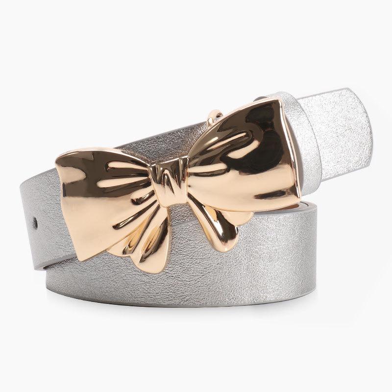 

New Shiny PU Women s Belt, Versatile Jeans with A High-end Golden Mirror Bow Belt for Women