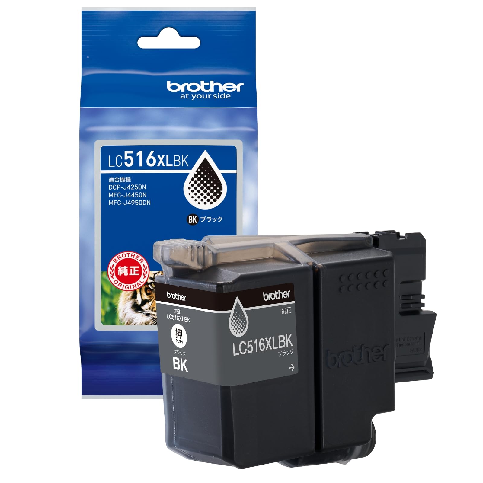 

Genuine Brother LC516XLBK Ink Compatible and other Cartridge, Black, High-Yield Type. with DCPJ4250N, MFCJ4450N, MFCJ4950N, printers. чорний