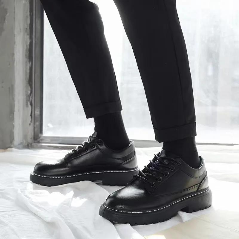 Men Casual Leather Shoes Business Office Men Shoes Luxury Solid Wedding Men's Dress Shoes Lace-Up Platform Male Oxford Shoes