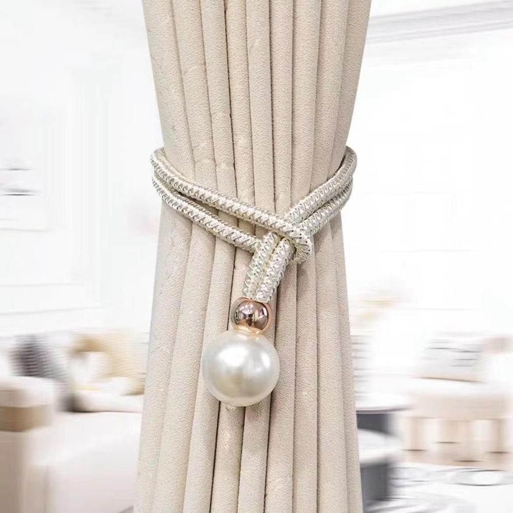 Polyester Pearl Curtain Tieback Adjustable High Quality Pearl Curtain Buckle Buckle Tie Rope Beautifully Curtains Tie Rope Home