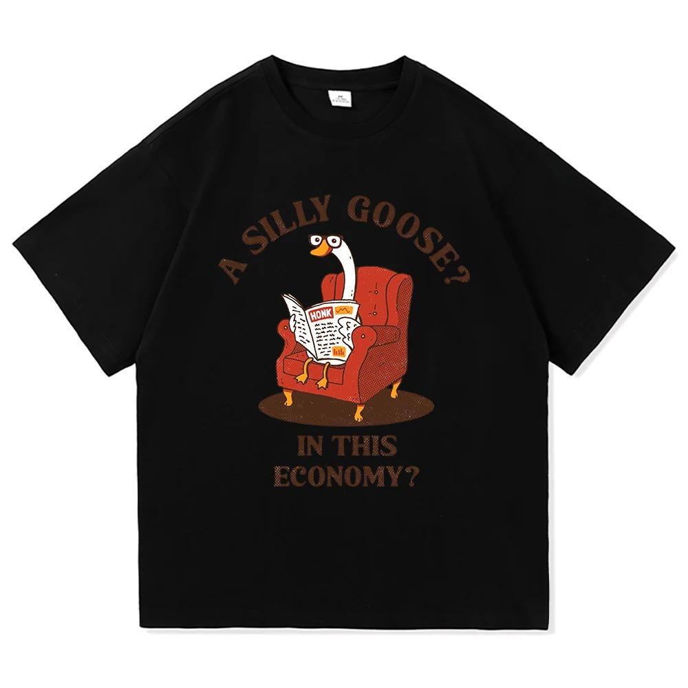 Silly Goose Funny Meme TShirt Harajuku Vintage Style Unisex Cotton Graphic Tee Daily Wear Comfortable Women And Men Tshirts