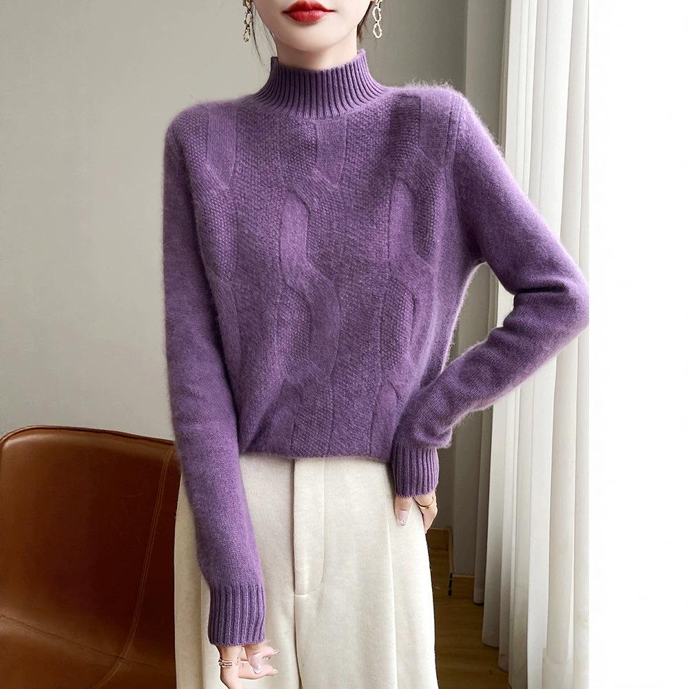 Three-Dimensional Cable Knit Pure Wool Sweater – Autumn/Winter Essential for Warmth & Style