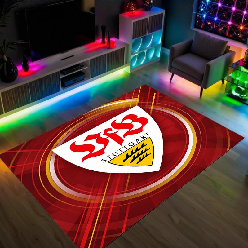 Tappeto in Velluto di Cristallo Design VfB Stuttgart Accogliente Non?Tappeto Stampato Antiscivolo per Camera da Letto Soggiorno Ingresso