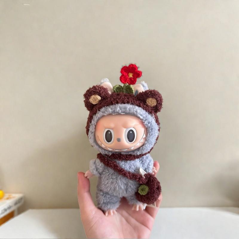 Pro 17cm panenku Labubu Oblečení Slunečnicová Červená Květina Tlukot Srdce Makronka oblečení labubu roztomilé oblečení labubu