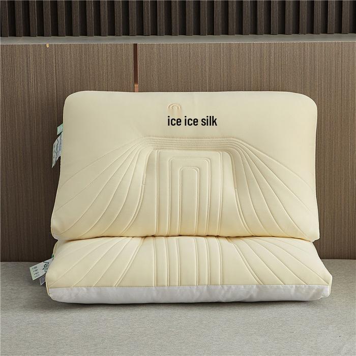 

Подушка-поддержка шеи из ледяного шелка с вышивкой - Прохладная, не сминающаяся помощь для сна 48x74cm