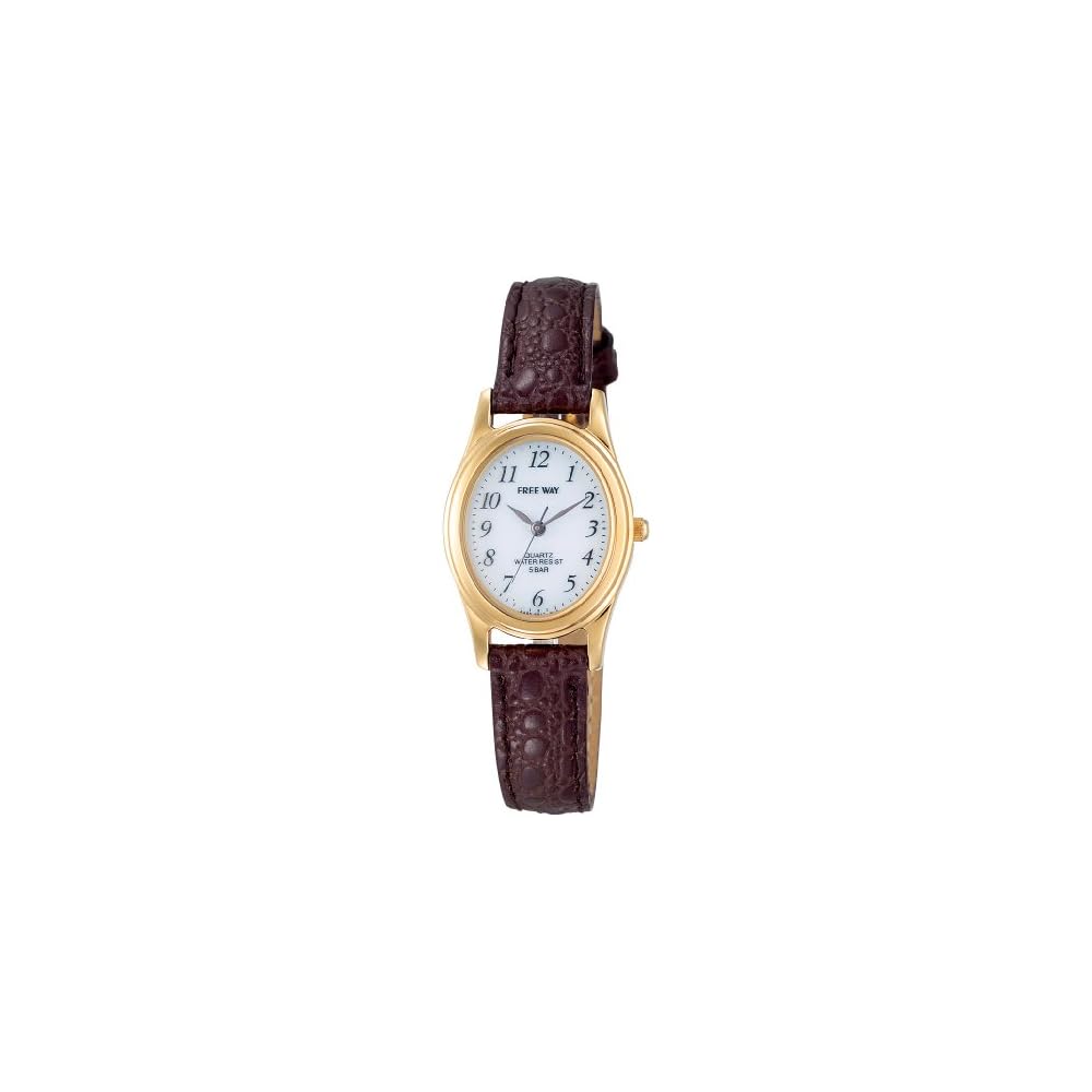 Citizen Q&Q Analog Solar Waterproof Watch Brown Leather Strap Women s White Brown