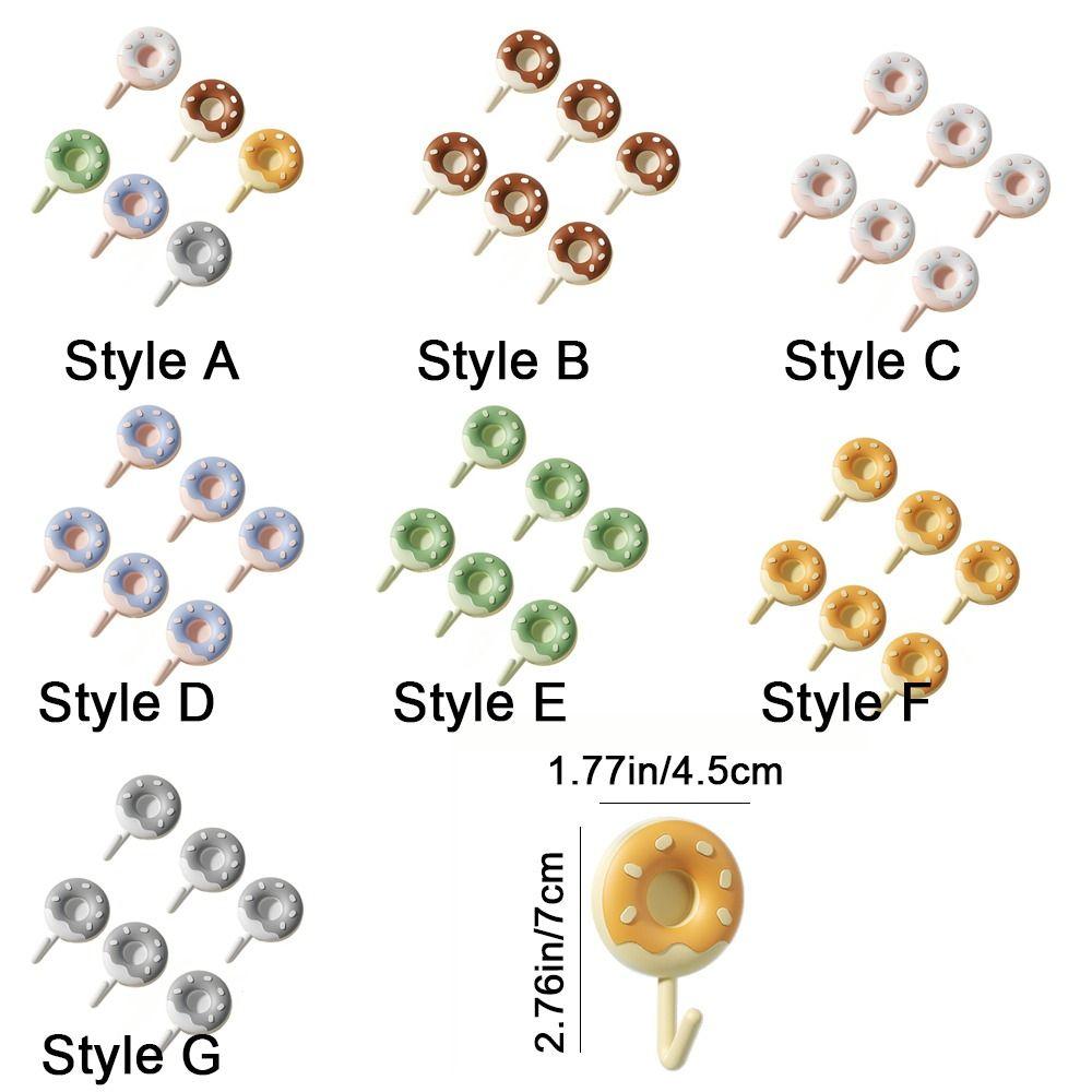 6Pcs Self-adhesive Donut Shape Hooks Wall Mounted Clothes Hanger Creative Key Holder  for Home