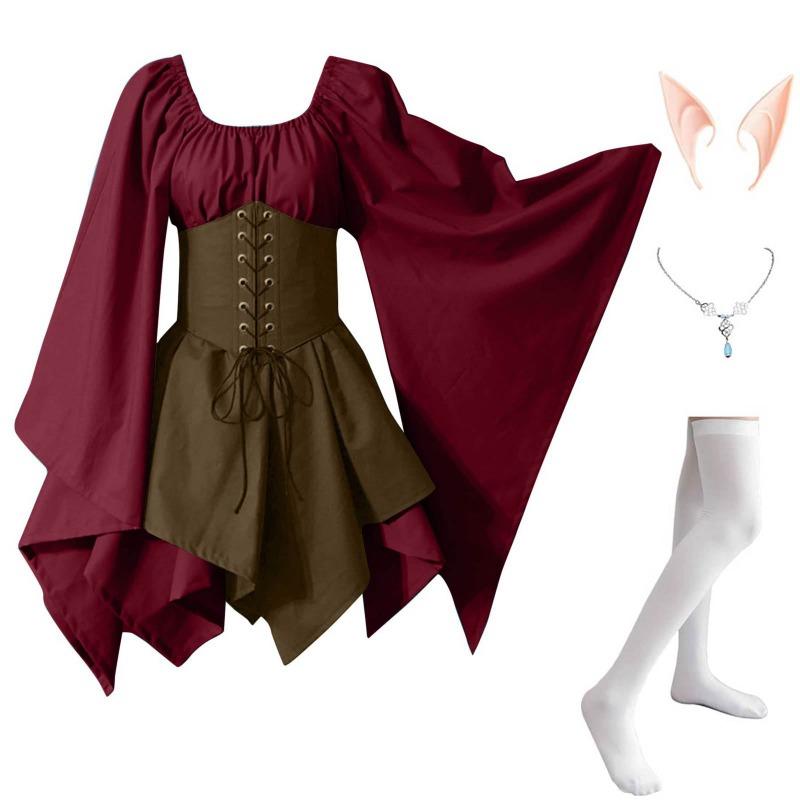 New long-sleeved women's Renaissance medieval dress