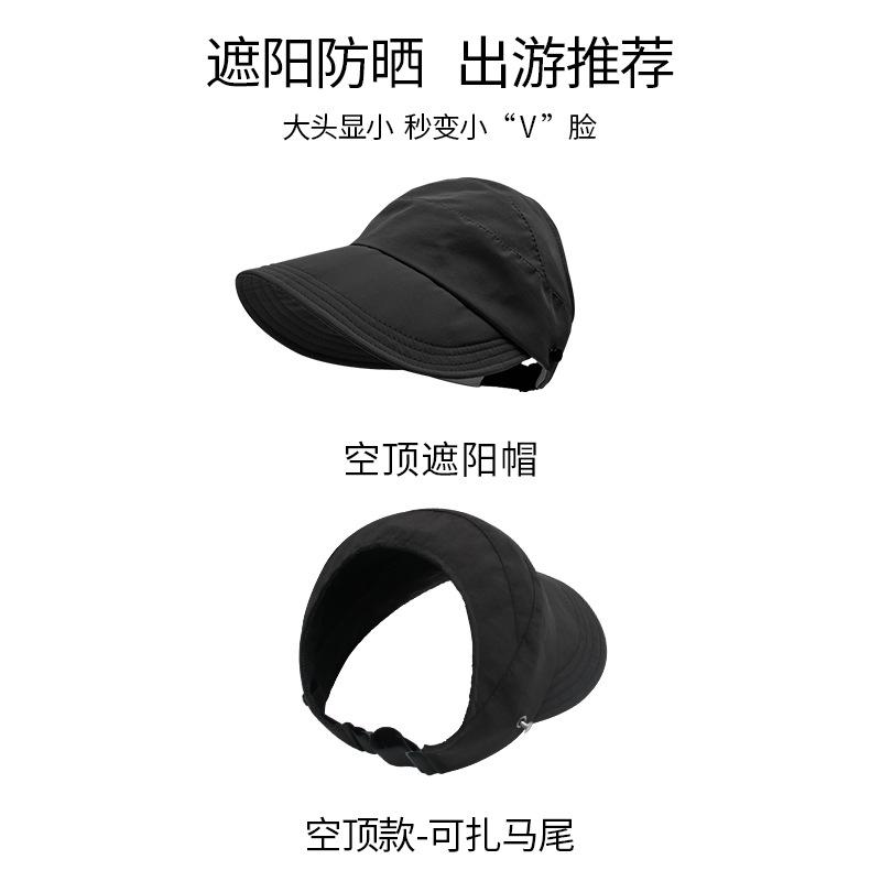 Hat Women'S Summer Splicing Empty Top Sunscreen Hat Big Head Circumference Bucket Hat Cap Breathable Quick Drying Sun Hat