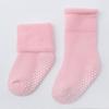 6 Pairs of Basic Color Socks, with Dot Glue for Anti-Slip, Suitable for Toddlers, Warm and Thick, Ideal for Both Boys and Girls.