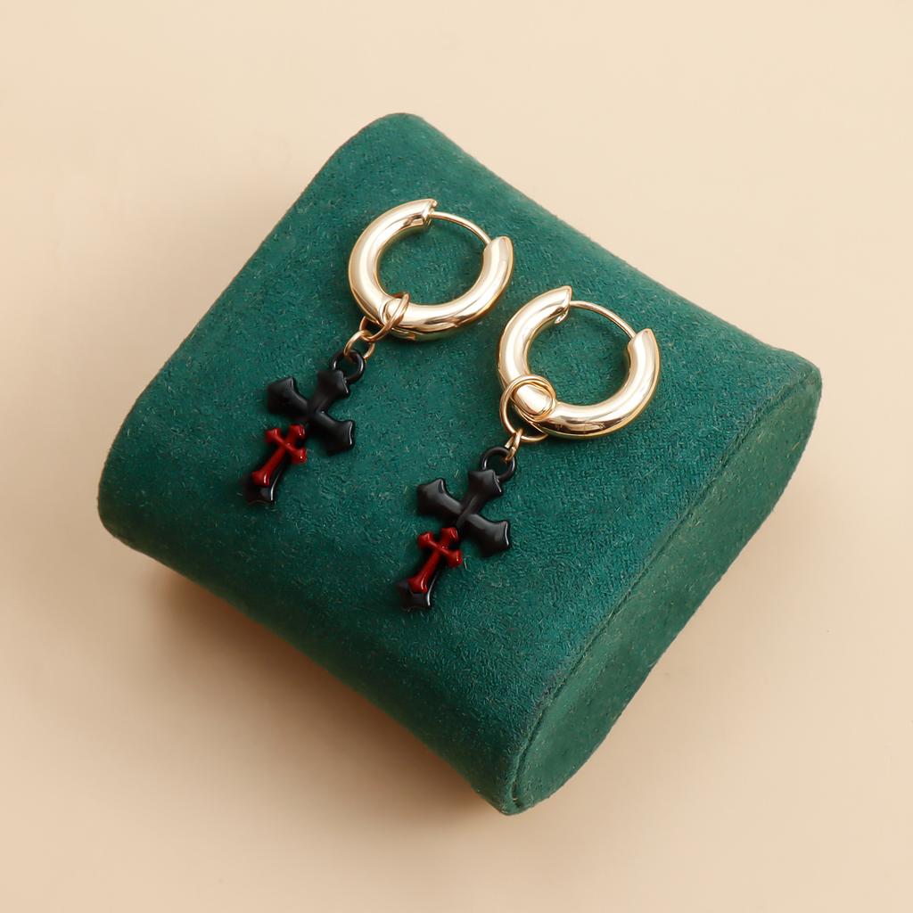 Ins dark goth cross earrings stud earrings vintage design Y1K Spice Girl style earrings