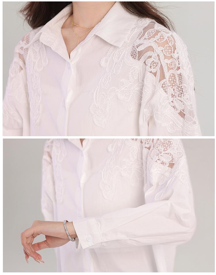 Elegant White Lace Shirt for Women - 2026 Spring Collection, Stylish & Trendy Loose Casual Design.