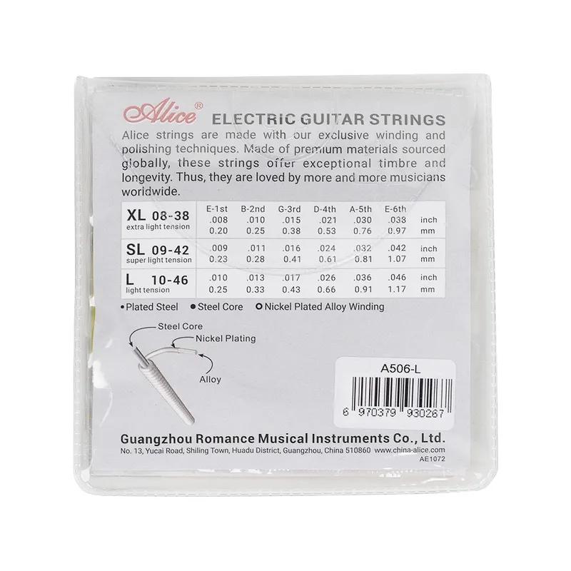 Alice 10 Sets A506 Electric Guitar Strings Steel Core Nickel Plated Alloy Winding 008-038/009-042/010-046 Strings Wholesale