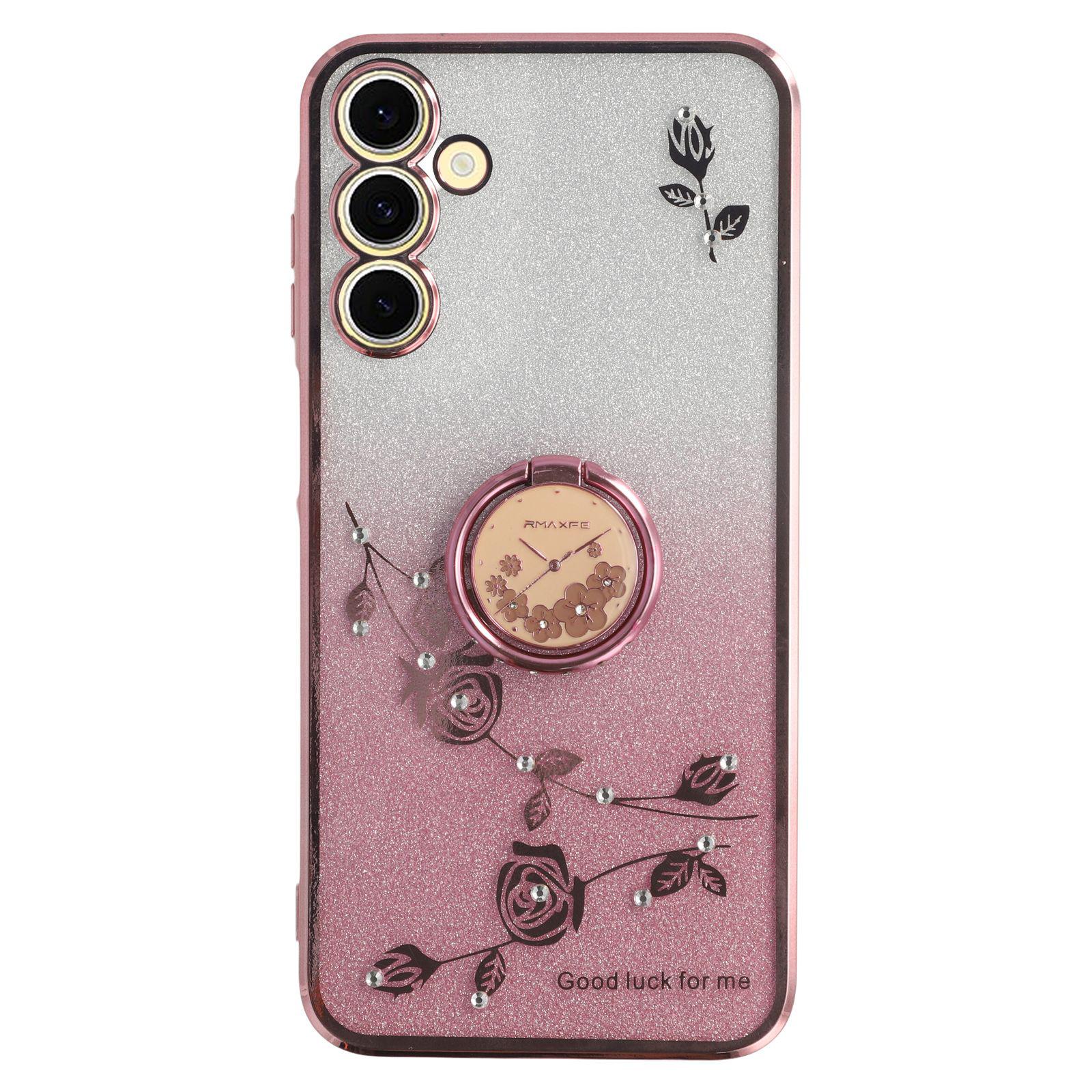 

KADEM Чехол для мобильного телефона Samsung Galaxy A35 5G с цветочным узором, кольцом-подставкой, задняя крышка из ТПУ Rose Gold