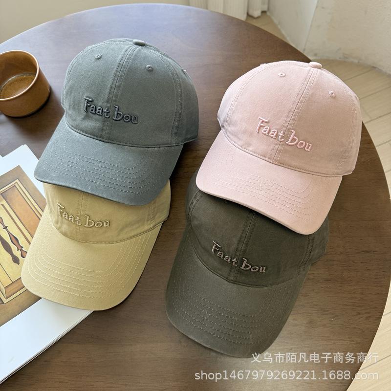 Letter three-dimensional embroidered baseball cap men's simple and versatile face cap couple fashion soft top sun hat