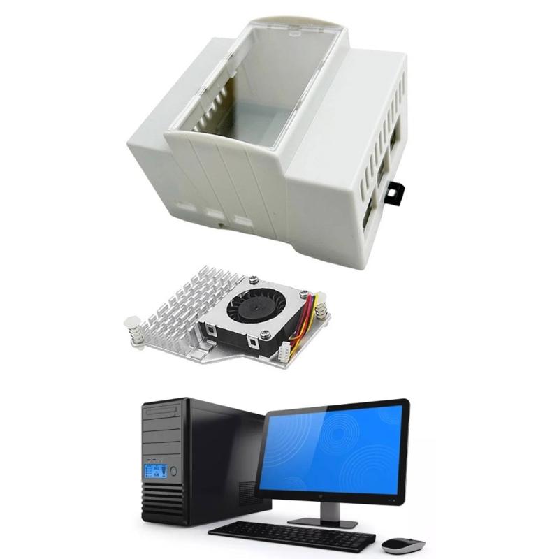 Durable ABS Enclosure Case for RPI5 Board DIN Rail Cover Perfectly Fit Optional Active Cooling Fan