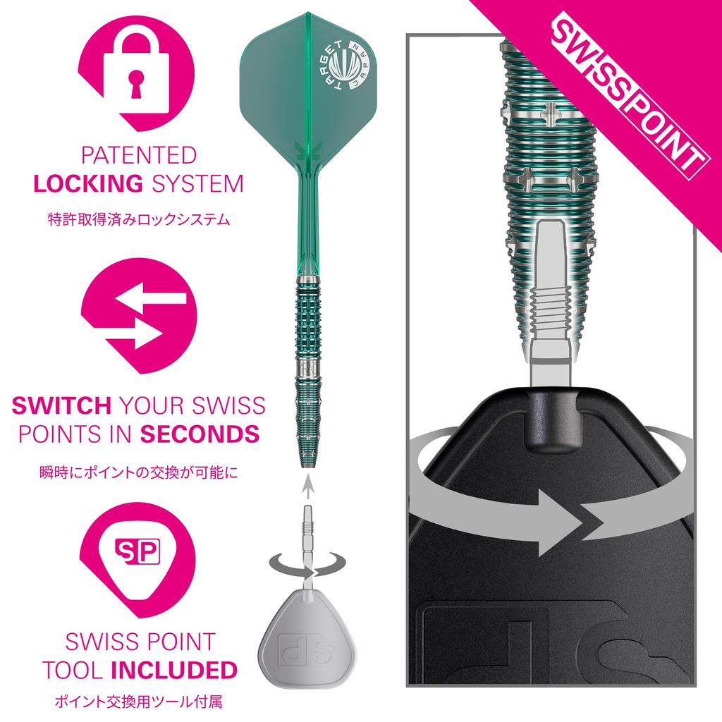 Target Darts THE MIRACLE GEN7 Suzuki Mirai 95% Tungsten Darts Set 23g K-Flex No 6 Flights Shafts SWISS SILVER NANO POINT 30mm