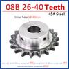 1Pcs 08B Chain Gear 26-40 Teeth 45# Steel 18mm-40mm Bore Industrial Sprocket Wheel Motor Chain Drive Sprocket Tooth Pitch 12.7mm
