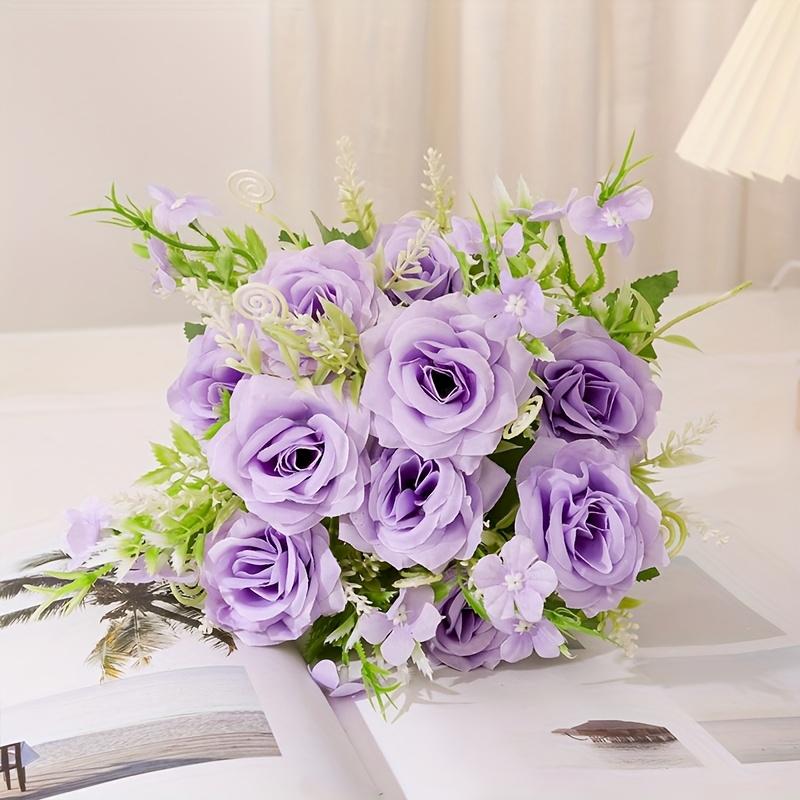 A Bouquet of Artificial Roses, Small Flowers, And Mini Roses for Indoor Decoration, Suitable for Living Room Ornaments Wedding Decorations