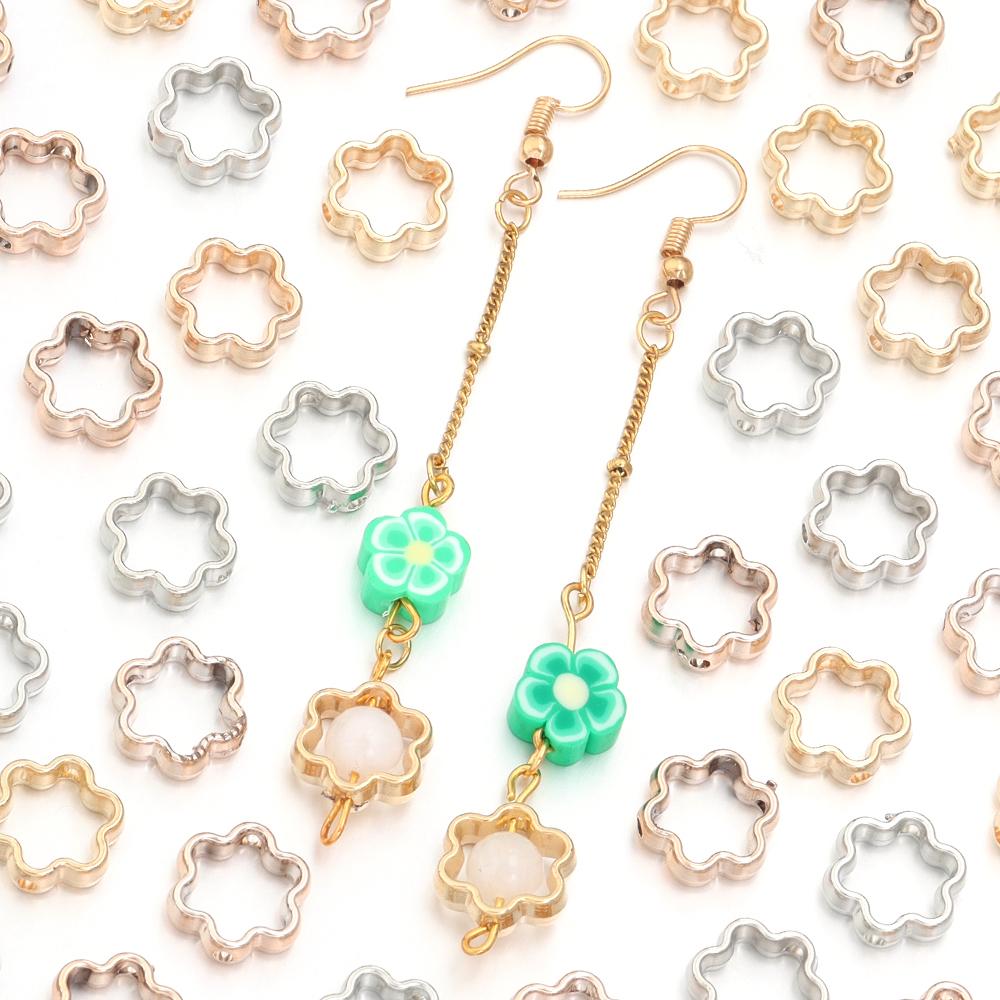 100pcs Flower Hollow CCB Beads Plastic Loose Spacer Beads For Jewelry Making DIY Handmade Bracelet Necklace Earrings Accessories