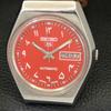 SEIKO 5 AUTOMATIC 6349A VINTAGE JAPAN MENS ARABIC RED COLOR DIAL WATCH a701505-5 R206b-a701505