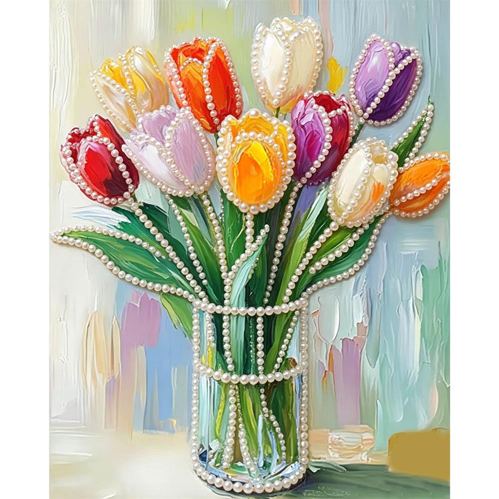 

Lily Flower Pearl Art Kit 30x40cm Frameless Floral Pearl Diamond Painting DIY Gem Art Craft Gift for Friends & Family Home Wall Decor 30x40cm