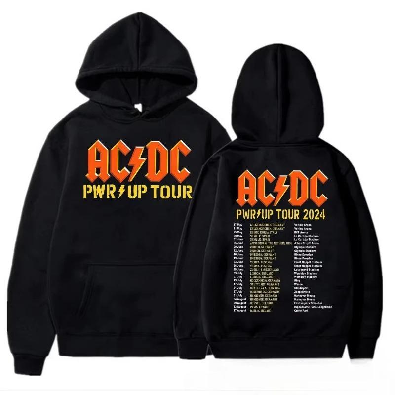Autumn and Winter Men's Hooded Sweatshirt ACDC Pattern Brand Hooded Sweatshirt Y2K Clothing Fashion Casual Long Sleeved Pullover