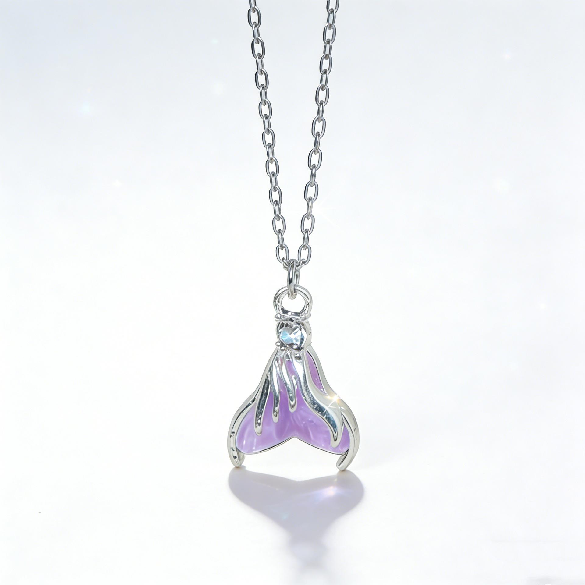 Crystal Ocean Fishtail Necklace - Elegant Sweet Style Choker фиолетовый
