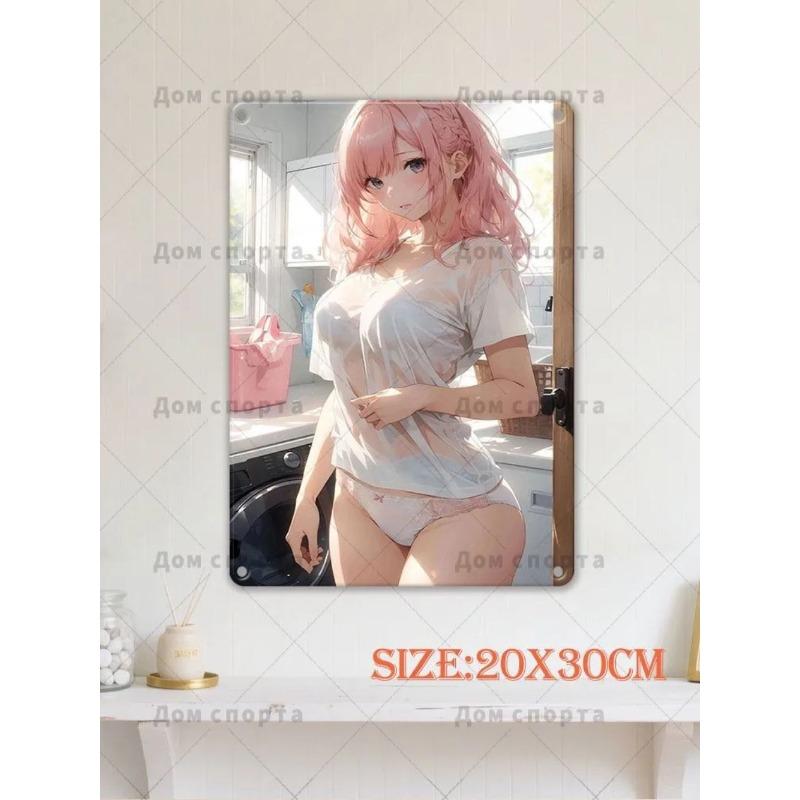 Anime Girl Metal Wall Art, Door Wall Decor 30x20cm