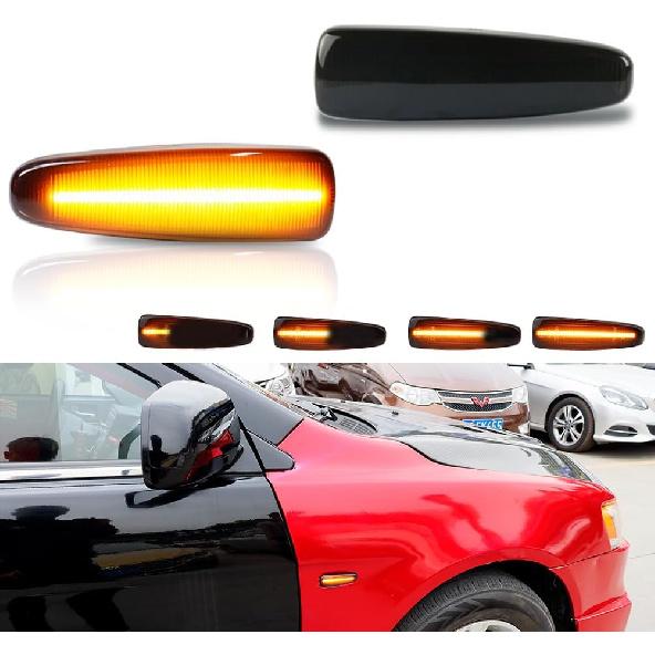

GTINTHEBOX Clear Lens Sequential White LED Side Marker Light Turn Signal Lamps for Mitsubishi Lancer EVO X Mirage G4 Outlander Sport Smoked Lens